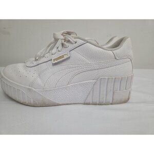 Puma Womens Ladies White Leather Lace Up Low Top Athletic Shoes Sneakers Sz 10